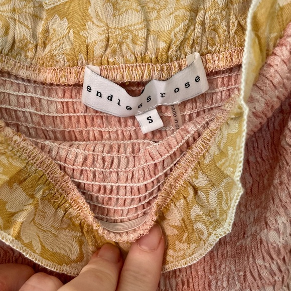 NWOT Endless Rose smocked ruffle sleeves cropped top small antique style - Picture 3 of 5